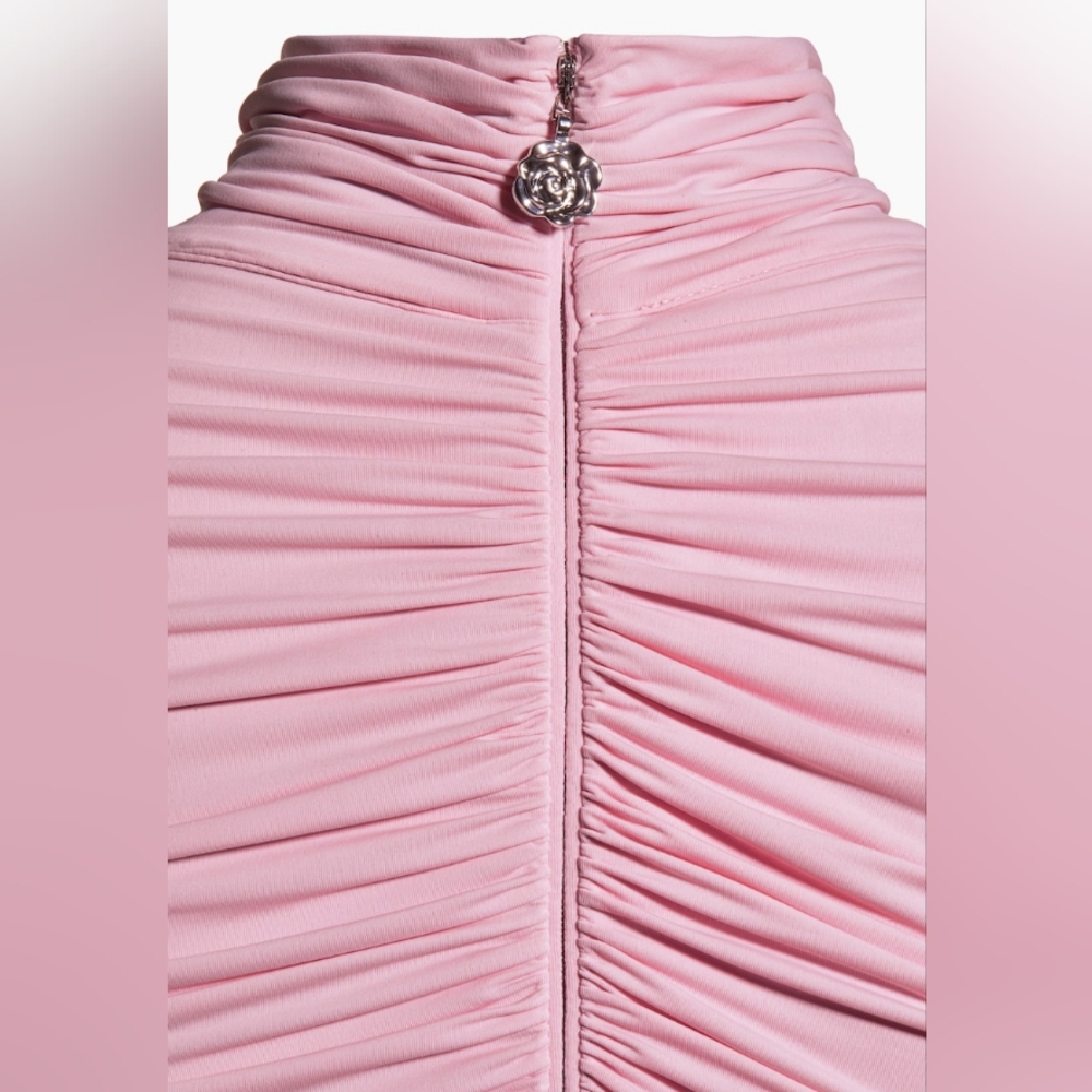 H&M x Magda Butrym Pink Long Sleeve Ruched Mini Dress - Picture 9 of 13